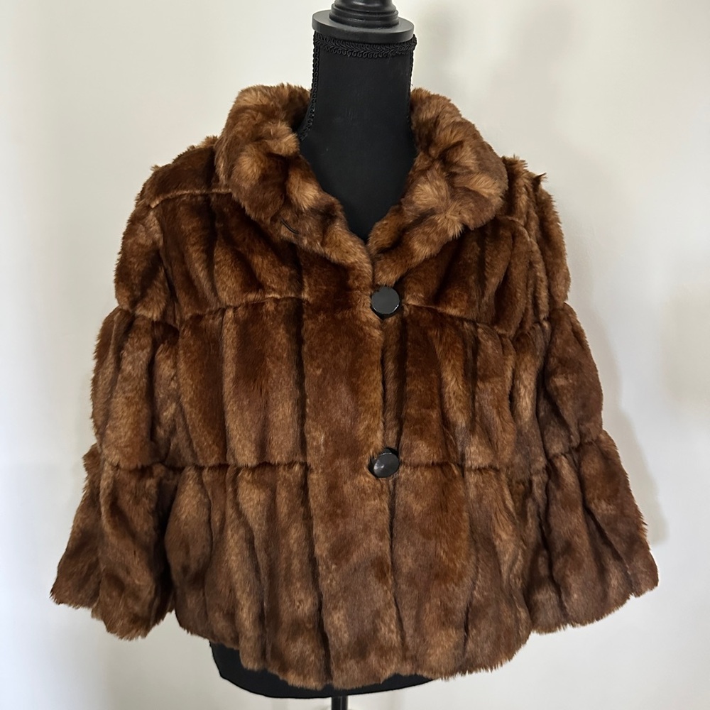 I.N.C. International Concepts Faux Fur Brown Bomber